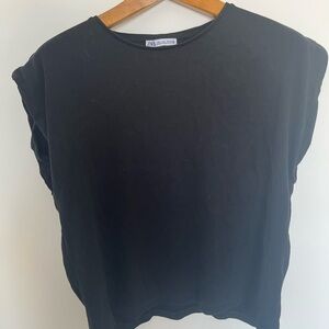 Zara Black Sleeveless Ribbed Tank Top